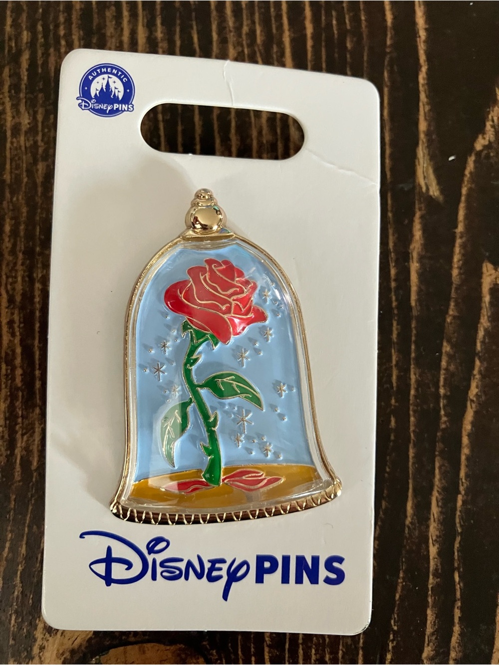 Disney Gold-Trim Enchanted Rose Pin — Red, Green & Blue